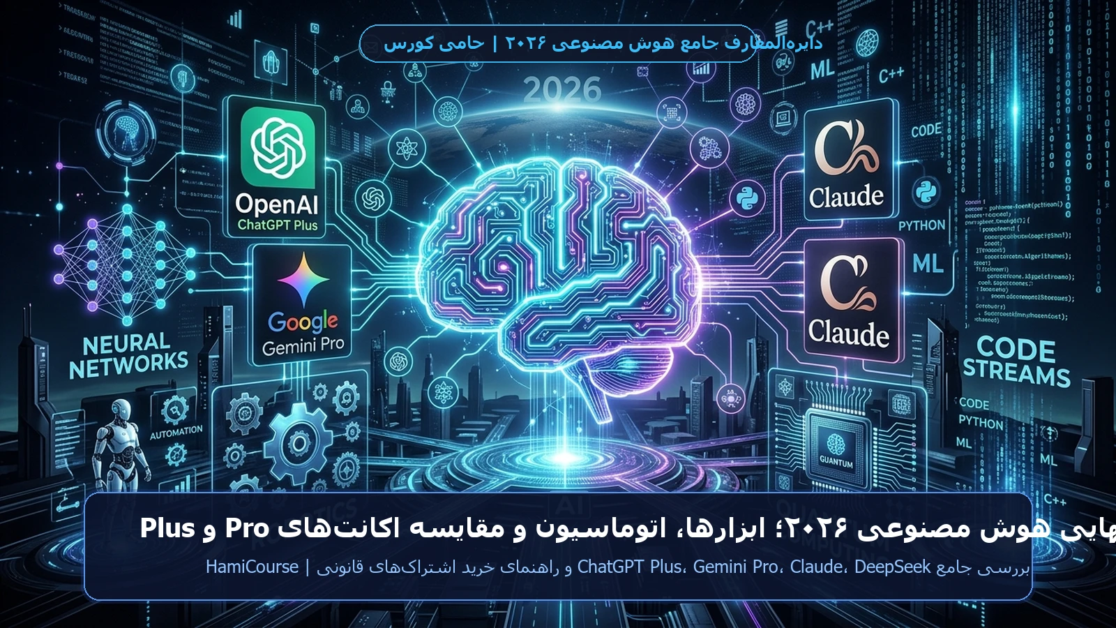 راهنمای نهایی هوش مصنوعی ۲۰۲۶ و مقایسه اکانت های ChatGPT Plus و Gemini Pro - حامی کورس